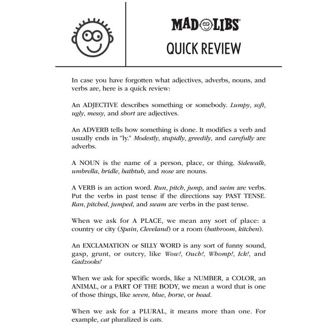 Goofy Mad Libs Word Game Activity Book