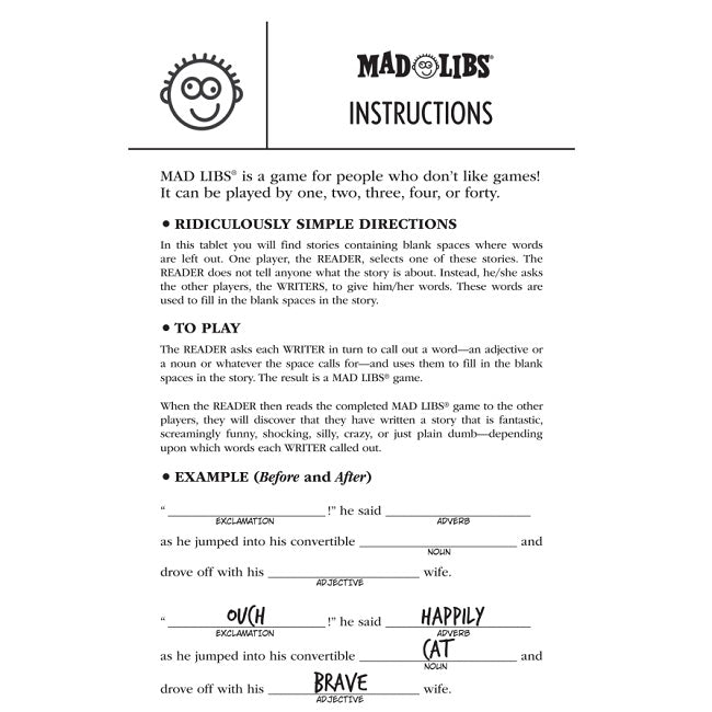 Goofy Mad Libs Word Game Activity Book