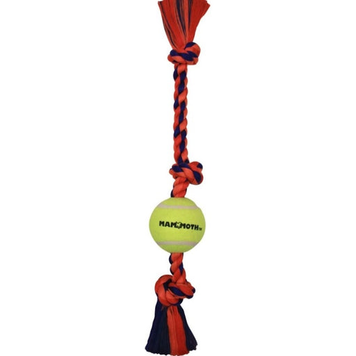 Mammoth Flossy Chews Color Rope Bone with Tennis Ball- Medium Multi-Color