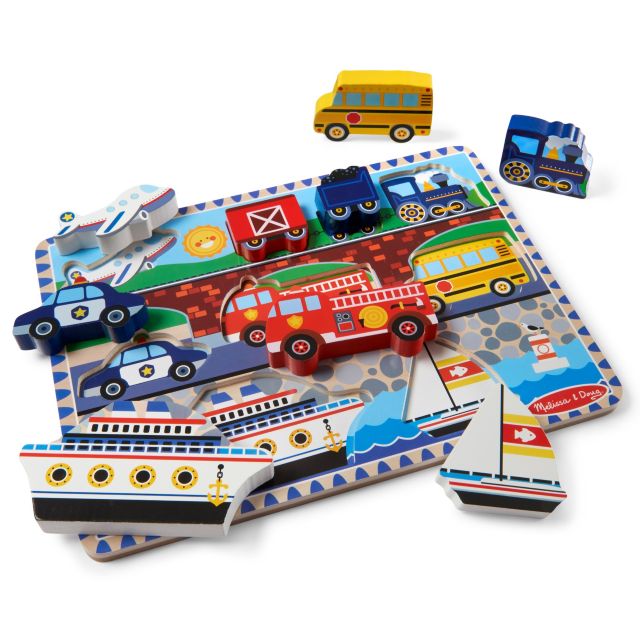 Melissa & Doug Wooden Chunky Vehicles Puzzle 9-Piece