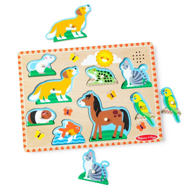 Melissa & Doug Pets Wooden Peg Sound Puzzle 8-Piece