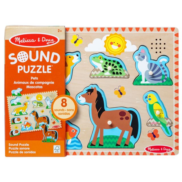 Melissa & Doug Pets Wooden Peg Sound Puzzle 8-Piece