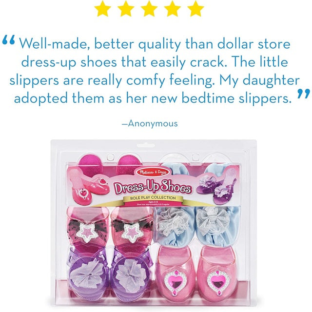 Melissa & Doug Dress-Up Shoes Role Play Collection 4-Pair Pack