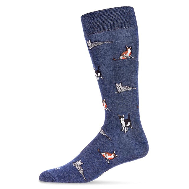 Men's Hip Cool Cats Bamboo Blend Socks, Dark Denim Heather
