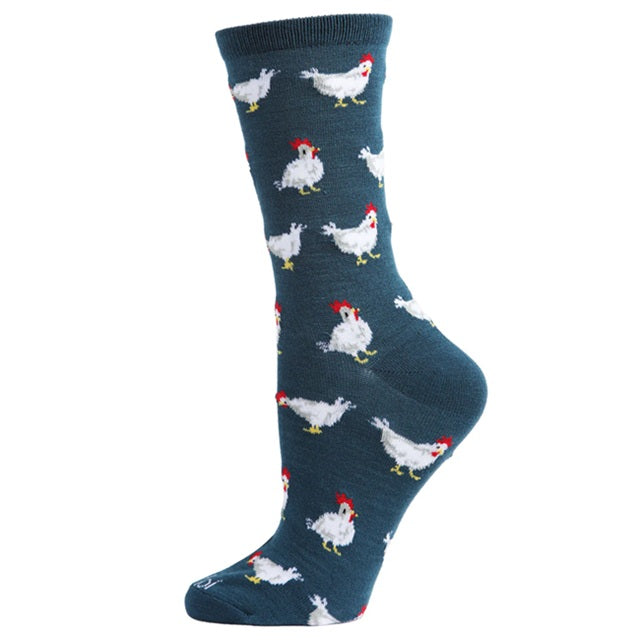 Women's Chickens Bamboo Blend Socks, Legion Blue