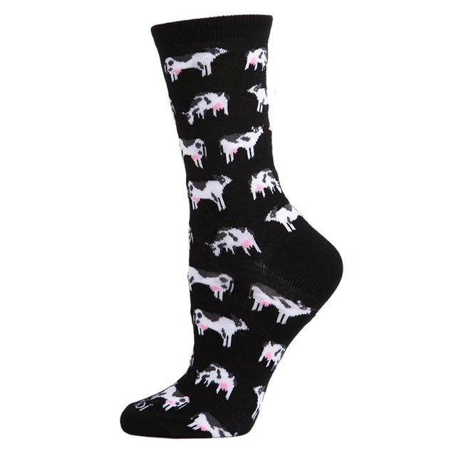 Women's Cool Cows Bamboo Blend Socks, Black