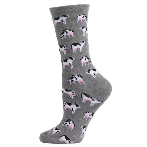 Women's Cool Cows Bamboo Blend Socks, Medium Gray Heather