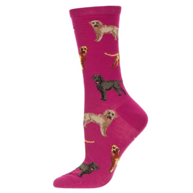 Women's Labrador Dogs Bamboo Blend Socks, Festival Fuchsia