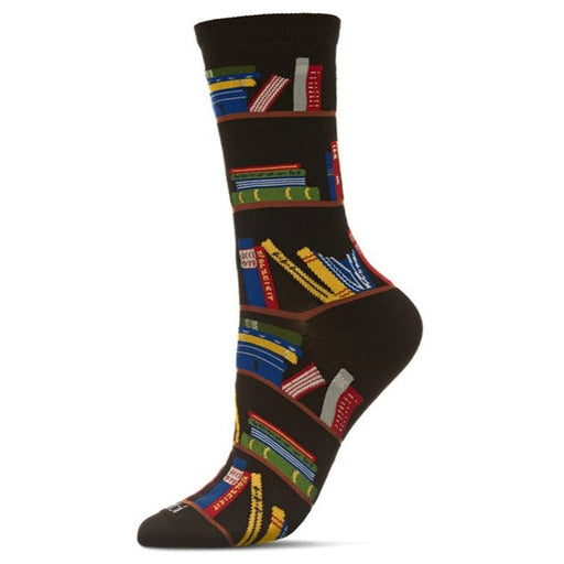 Women's Let's Read Bookshelf Bamboo Blend Socks, Black