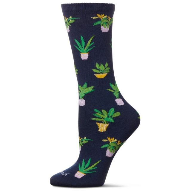 Women's "You Grow Girl" Plant-Themed Novelty Socks, Navy
