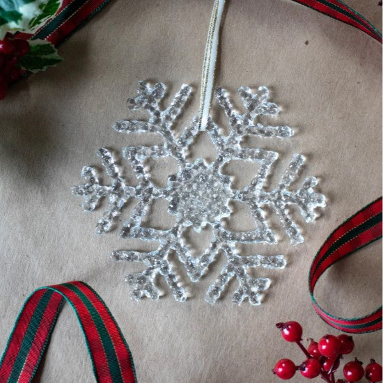Ice Snow Flurry Handmade Glass Ornament Set - Spiral mold, Set of
