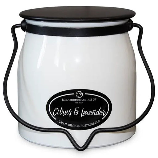 Milkhouse Creamery Collection Soy Candle: Citrus & Lavender, 16-oz. Butter Jar