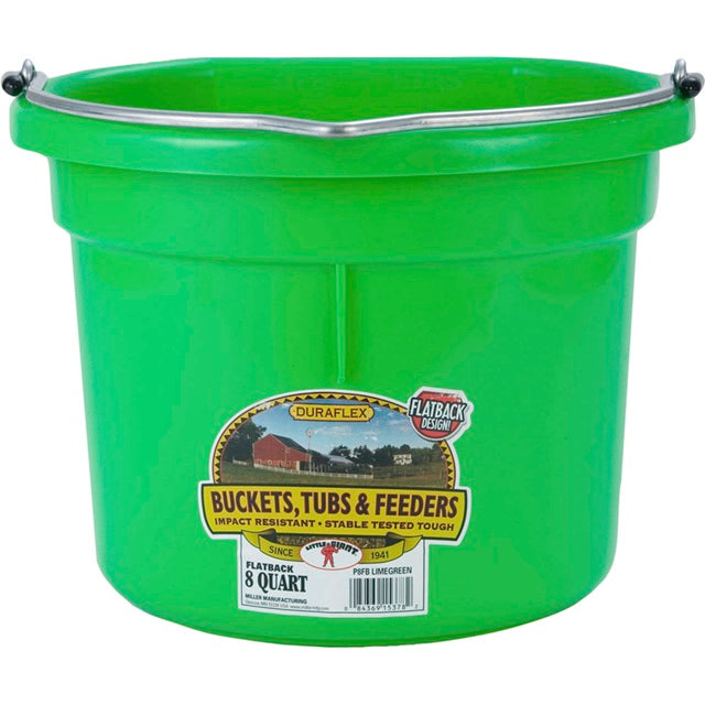 Little Giant Duraflex 8 qt Flat Back Plastic Bucket, Lime Green