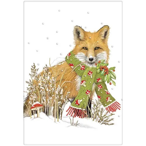 Winter Toadstool Fox Flour Sack Towel