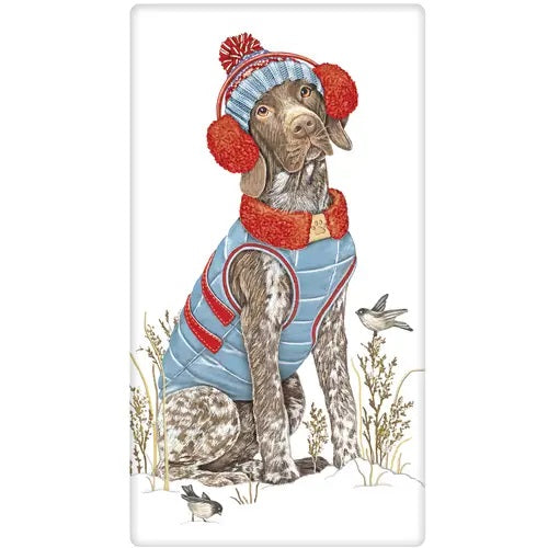 Winter German Pointer Flour Sack Towel