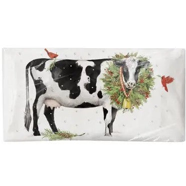 Winter Cow Wreath Flour Sack Towel