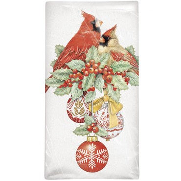 Cardinal Ornaments Holiday Flour Sack Towel