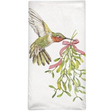 Hummingbird Mistletoe Flour Sack Towel