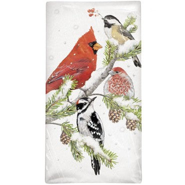 Winter Branch Birds Flour Sack Towel