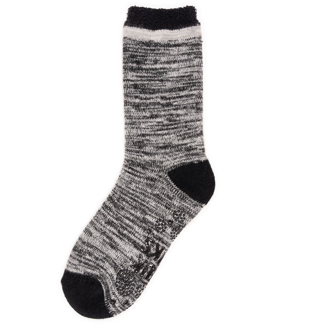 MUK LUKS Men's Cozy Lined Lounge Socks, Grey Marl