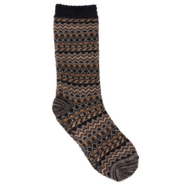 MUK LUKS Men's Cozy Lined Lounge Socks, Brown