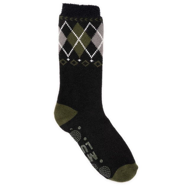 MUK LUKS Men's Cozy Lined Lounge Socks, Green Argyle
