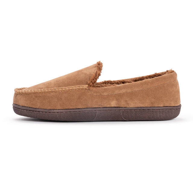 MUK LUKS Men's Faux Suede Moccasin Slippers, Camel