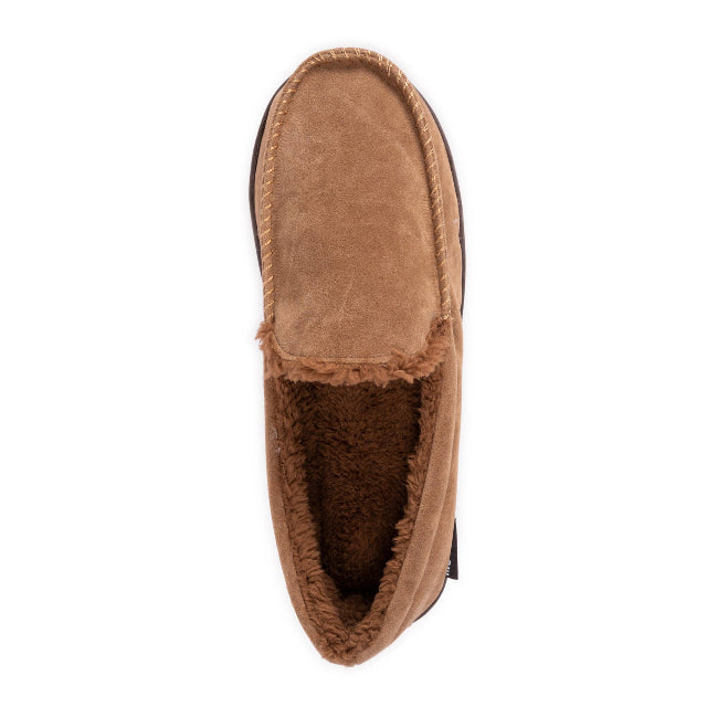 MUK LUKS Men's Faux Suede Moccasin Slippers, Camel