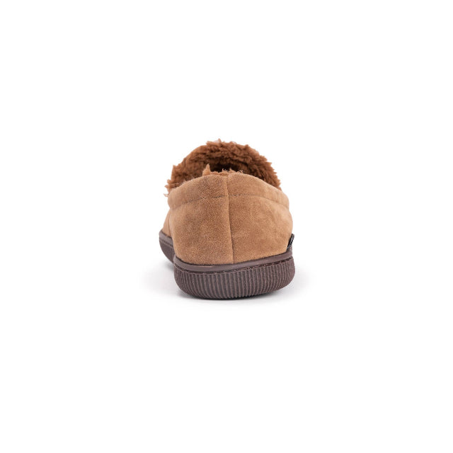MUK LUKS Men's Faux Suede Moccasin Slippers, Camel