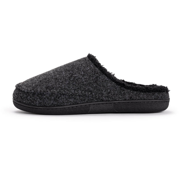 MUK LUKS Men's Faux Wool Clog Slippers, Black