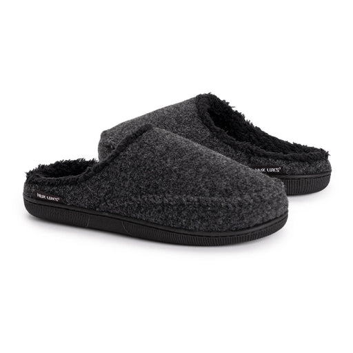 MUK LUKS Men's Faux Wool Clog Slippers, Black