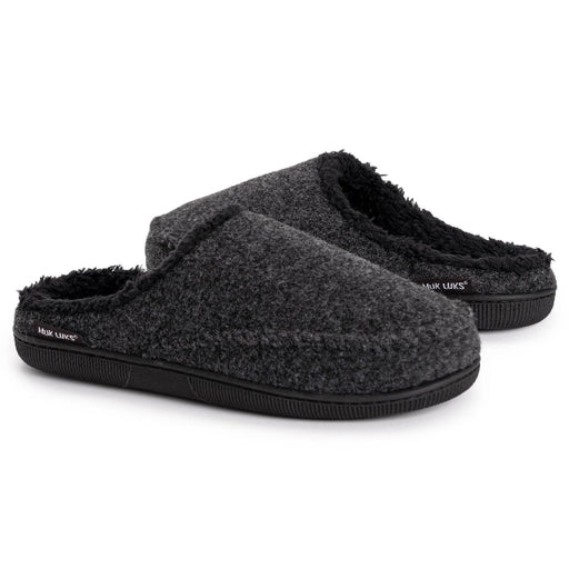 MUK LUKS Men's Faux Wool Clog Slippers, Black