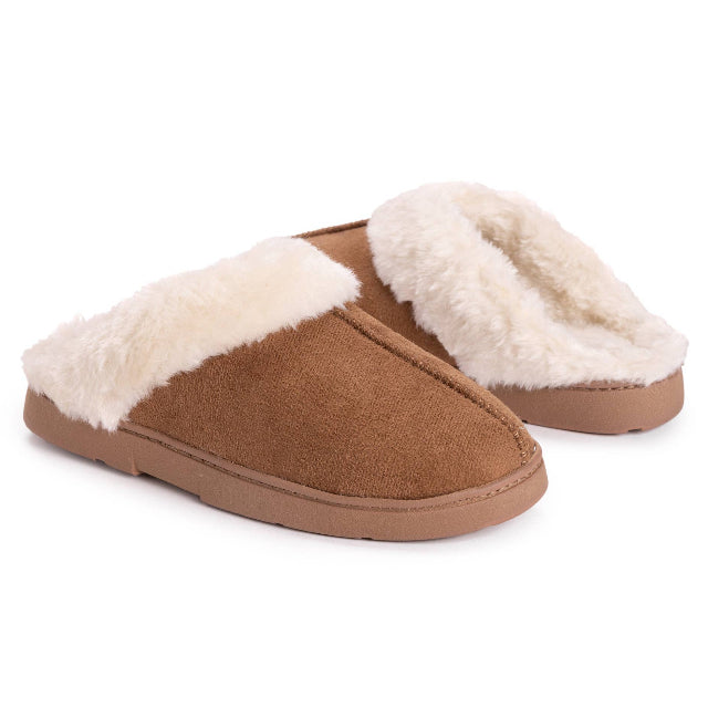 MUK LUKS Women's Polysuede Clog Slippers, Caramel