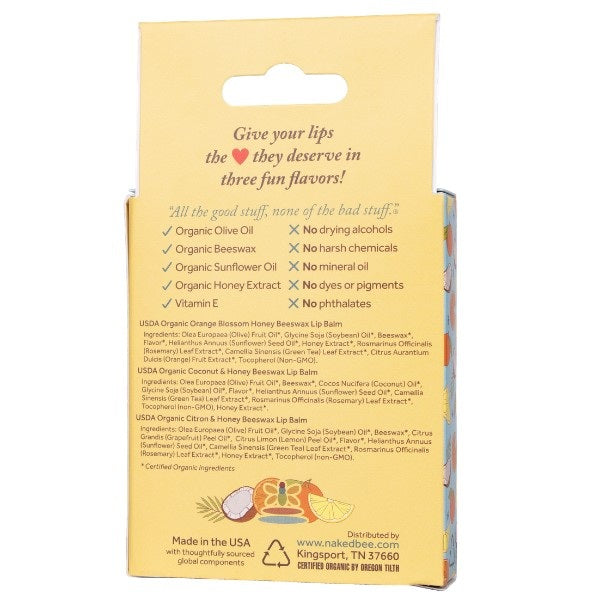 Naked Bee 3 Pack Lip Balm Gift Set