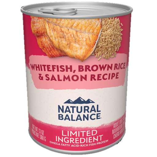 Natural Balance Whitefish, Brown Rice & Salmon Recipe Adult Dog Food, 13-oz Can