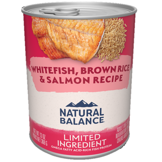 Natural Balance Whitefish, Brown Rice & Salmon Recipe Adult Dog Food, 13-oz Can