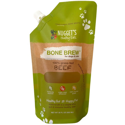 Nugget's Healthy Eats Frozen Bone Brew - Grass Fed Beef, 20 oz. Pouch