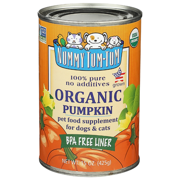 Nummy Tum Tum Organic Pumpkin for Pets- Case of 12, 15 oz. Cans