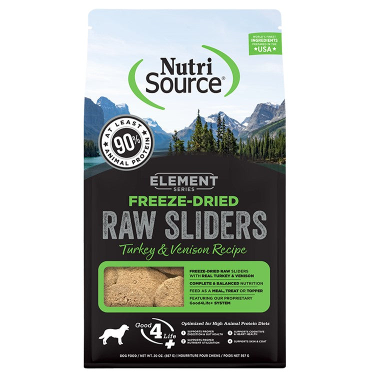 NutriSource Element Series Freeze-Dried Raw Sliders Turkey & Venison Recipe for Dogs