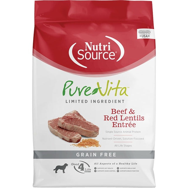 Pure Vita Beef & Red Lentils Entrée Grain Free Limited Ingredient Dog Food 25-Lbs.