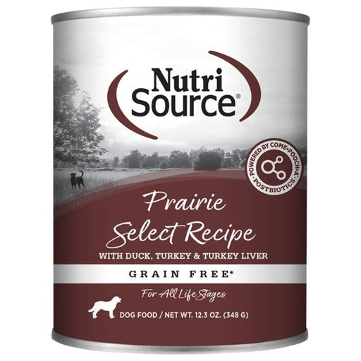Nutrisource Prairie Select Grain Free Wet Dog Food with Duck, Turkey & Turkey Liver, 12.3-oz Can