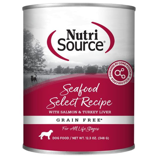 Nutrisource Seafood Select Grain Free Wet Dog Food with Salmon & Turkey Liver, 12.3-oz Can