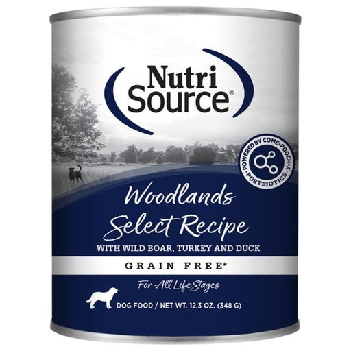 Nutrisource Woodlands Select Grain Free Wet Dog Food with Wild Boar, Turkey & Duck, 12.3-oz Can