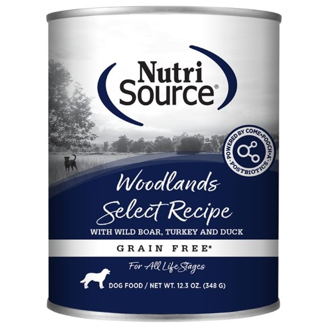 Nutrisource Woodlands Select Grain Free Wet Dog Food with Wild Boar, Turkey & Duck, 12.3-oz Can