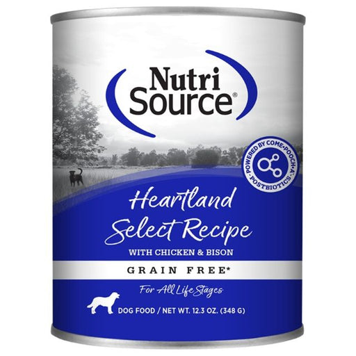 Nutrisource Heartland Select Grain Free Wet Dog Food with Bison & Chicken, 12.3-oz Can