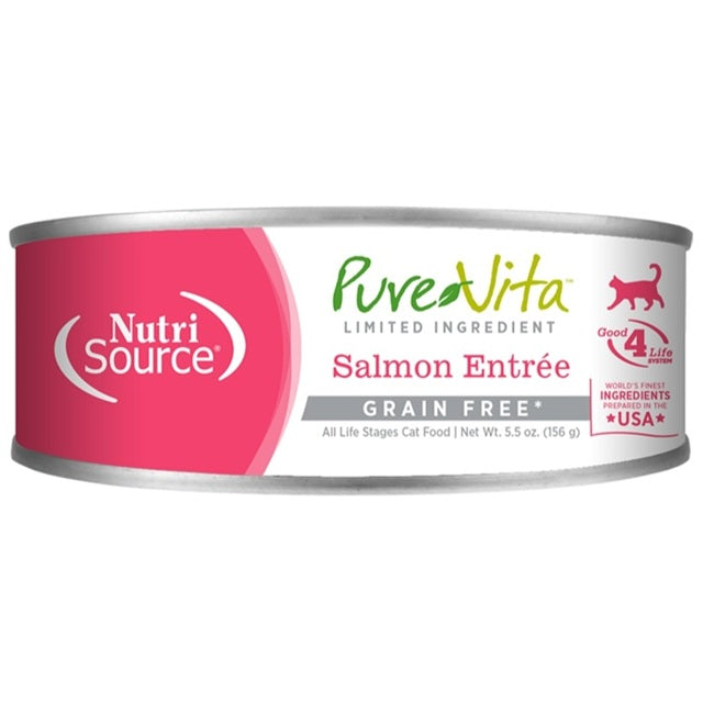 Pure Vita Limited Ingredient Salmon Entrée Grain Free Canned Cat Food, 5.5-oz Can