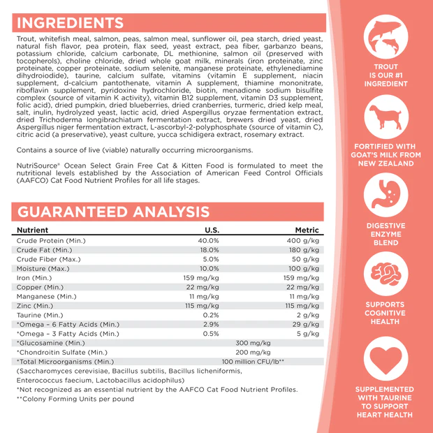 NutriSource Cat & Kitten Grain Free Ocean Select Recipe 4lb