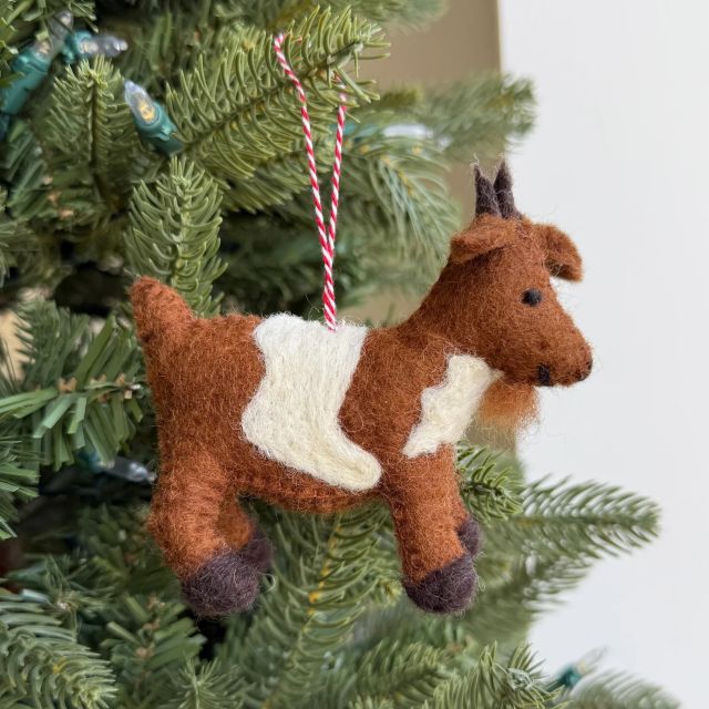 Brown Spotted Goat Felt Wool Ornament