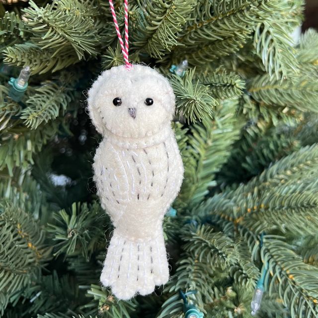 Snowy Owl Felt Wool Ornament
