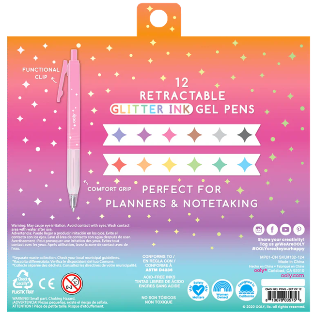 Oh My Glitter! Retractable Gel Pens - Set of 12